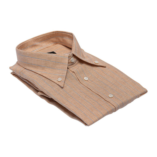 690$ LUXURY GERLIN Shirt Short Sleeve Orange 100% Irish Linen 1B