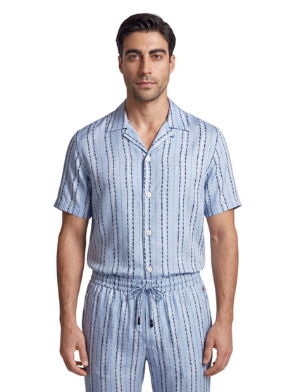 2800$ ISAIA Blue Artistic Striped Tracksuit Sport Set 100% Silk Satin Size M