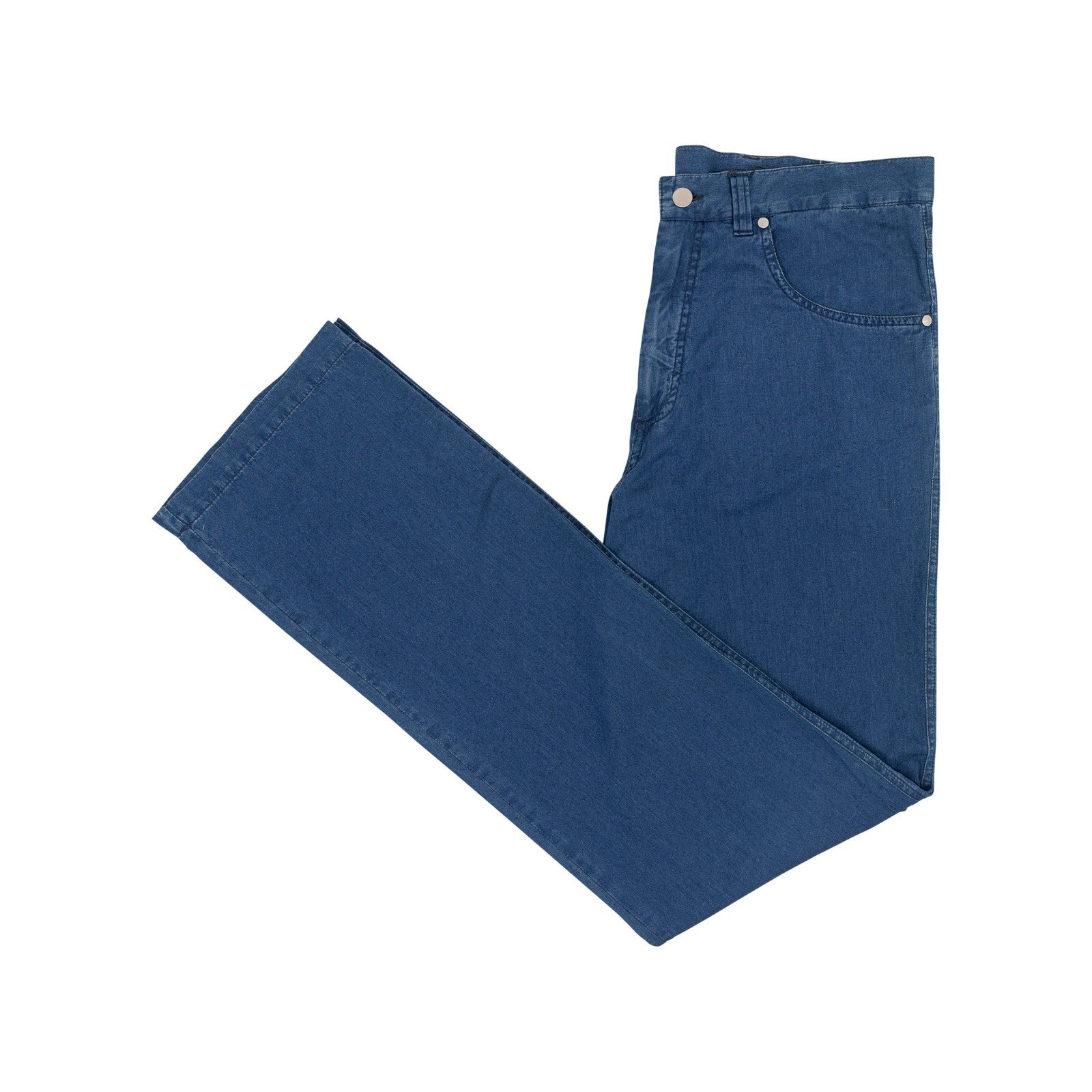 580$ RUBINACCI NAPOLI Denim Blue Jeans Pant Wide Leg Cotton 34 US / 50 EU