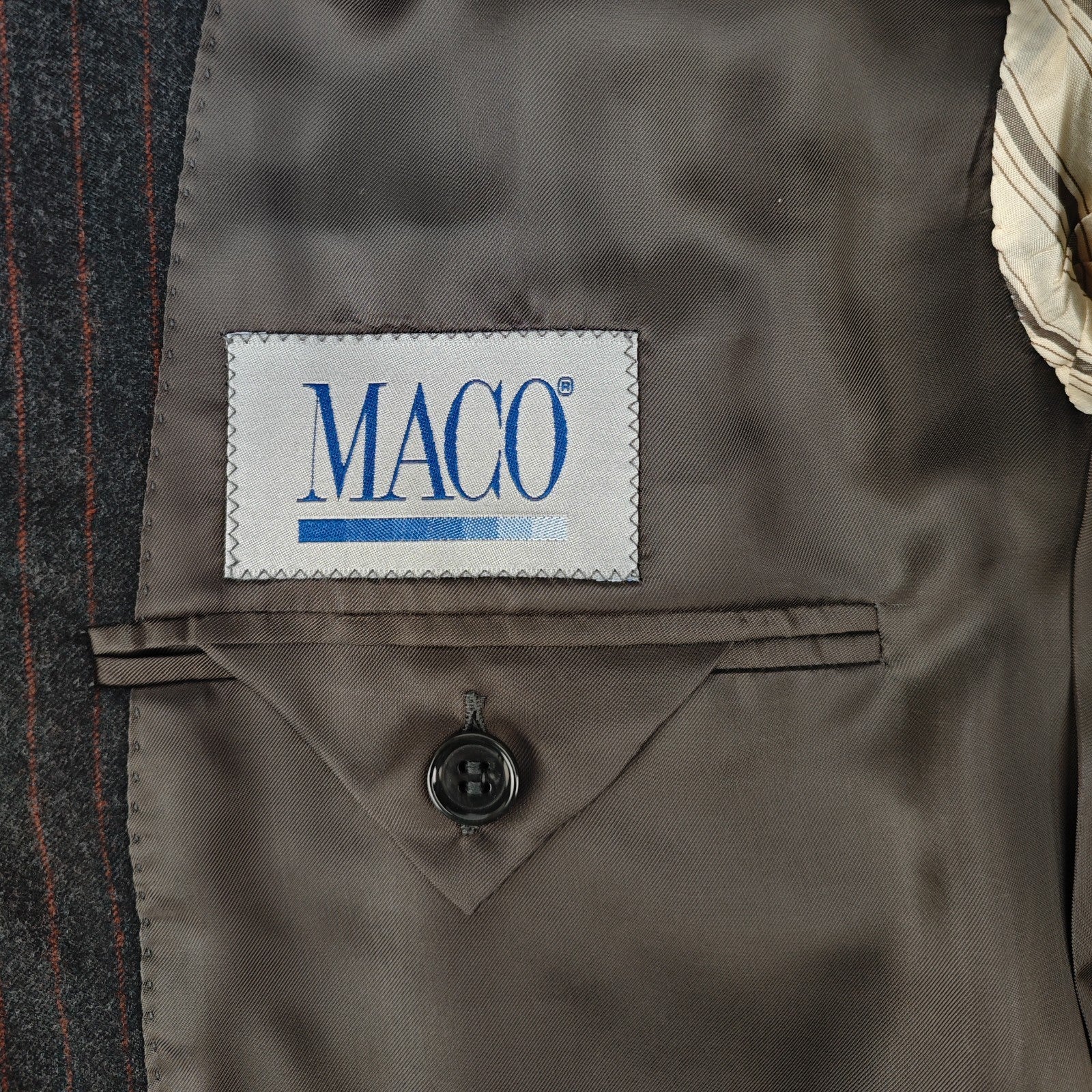 MACO by RAFFAELE CARUSO Gray Pinstripe Suit Superfine 120's Wool 46 US / 56 IT