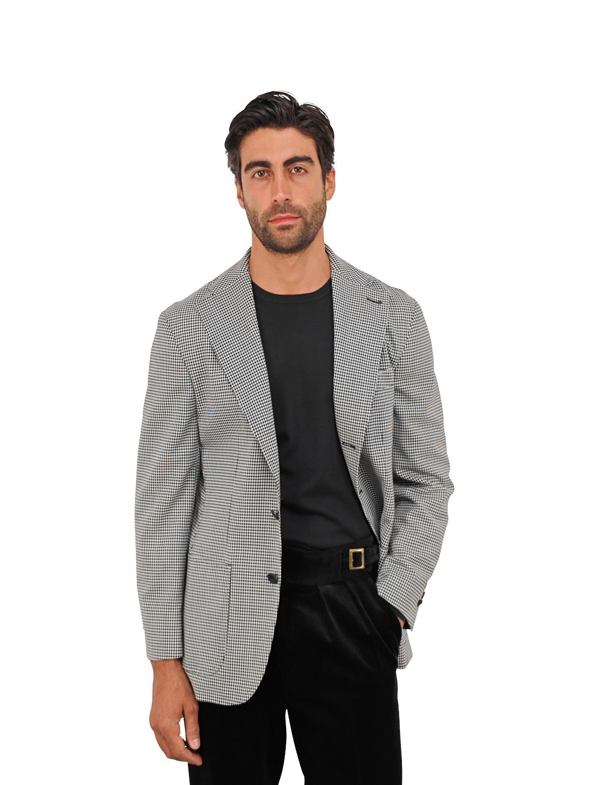 $1450 RUBINACCI Gray Checks Jacket Sport Coat Wide Lapel Fine Wool 40 US 50 EU