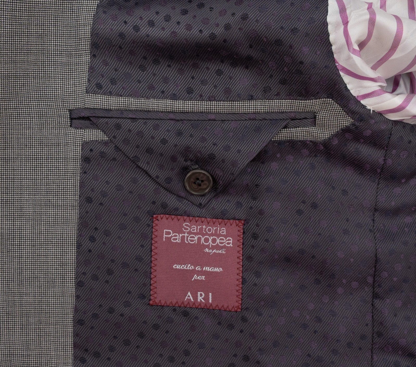 $2700 SARTORIA PARTENOPEA Total Hand-Sewn Suit Wool 140's Gray Houndstooth