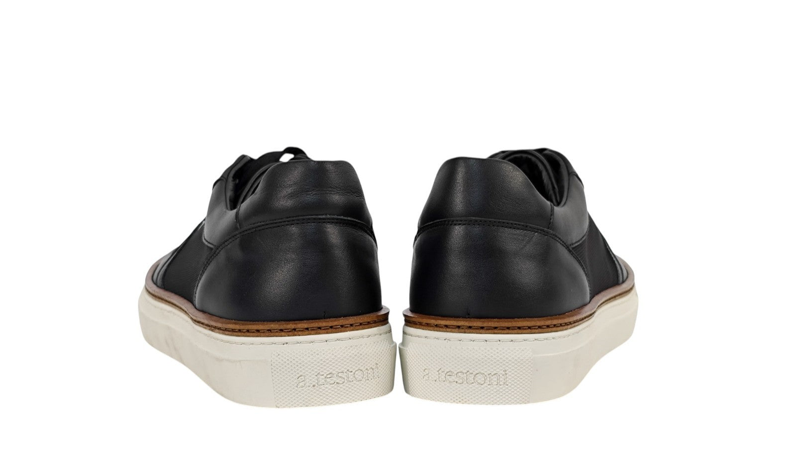 850$ TESTONI Black Calf Leather + Saffiano Sneakers Shoes 8 UK / 9 US / 42 IT