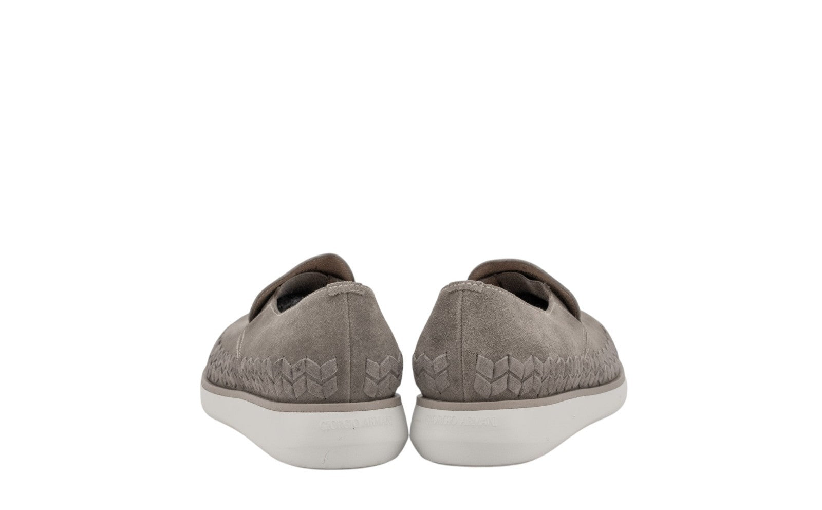 1050$ GIORGIO ARMANI Sneaker Shoes Slip-On Taupe Woven Suede 6 UK / 7 US / 40 IT