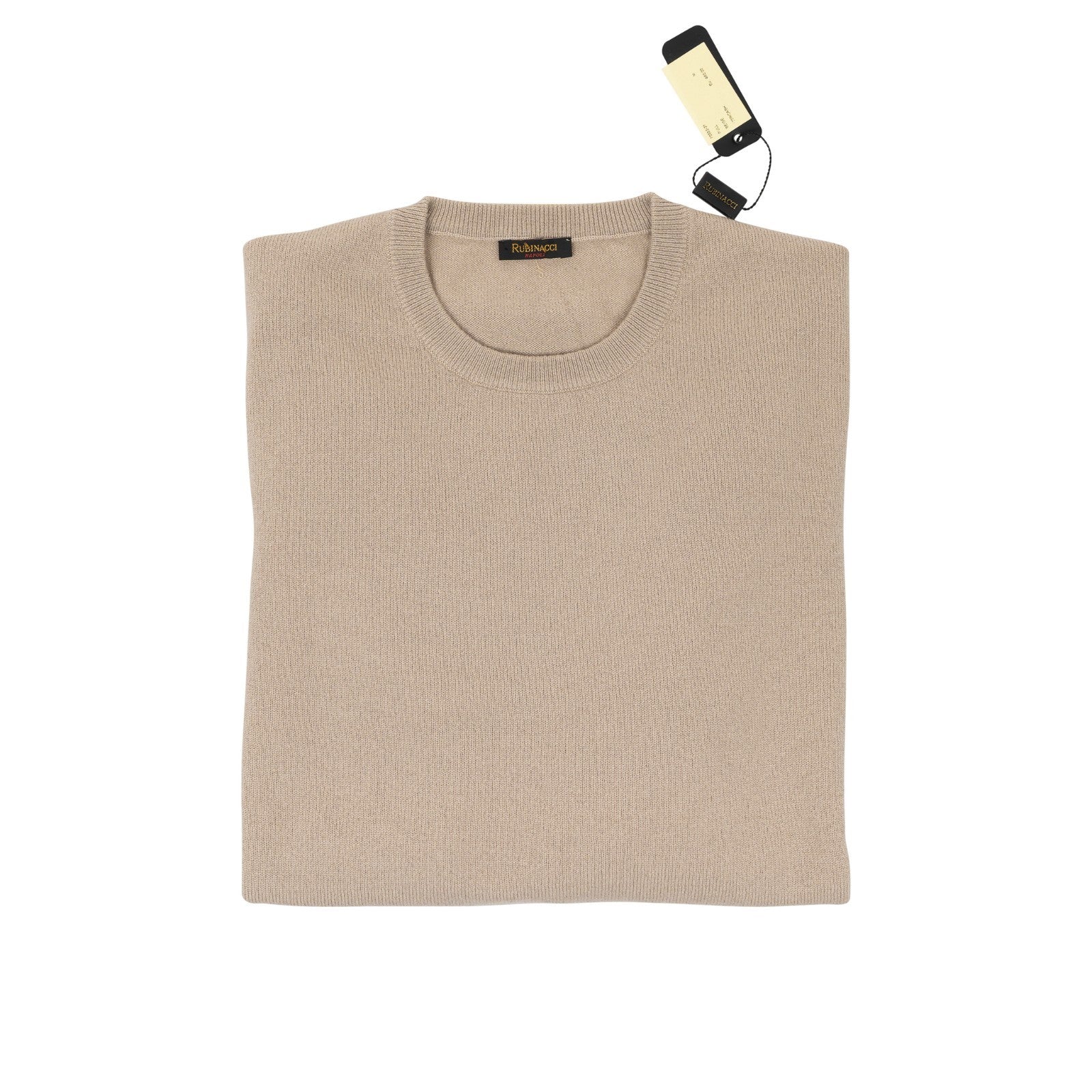 750$ RUBINACCI NAPOLI Beige Sweater Crewneck 100% Soft Cashmere Size M