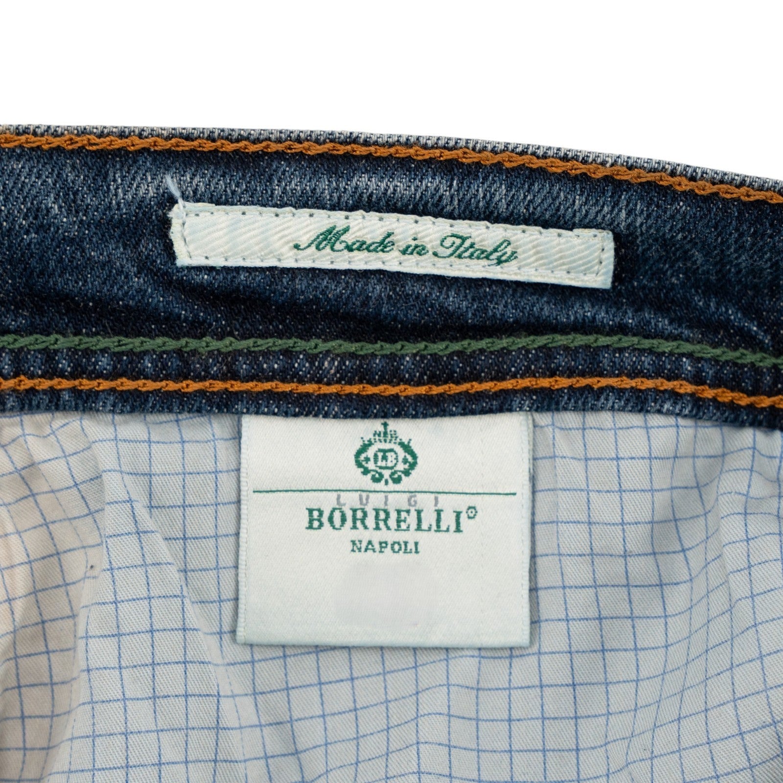 415$ LUIGI BORRELLI NAPOLI Dark Blue Denim Jeans Pant Twill Cotton Made in Italy