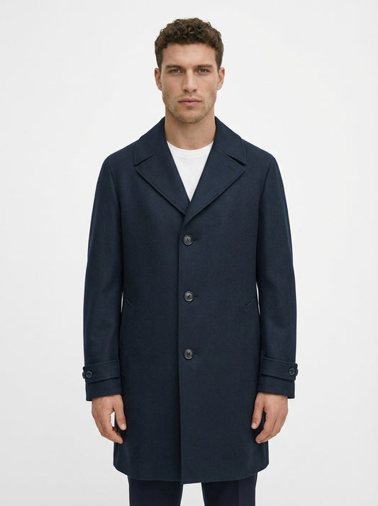 RAFFAELE CARUSO Blue Wool Overcoat Detachable Lining Made Italy 40 US / 50 IT