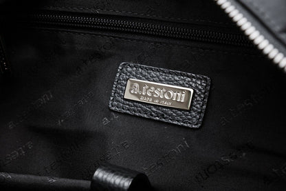$629 a.Testoni Bologna Pc Case / Backpack Black Karibu Calf + Fabric Luxury