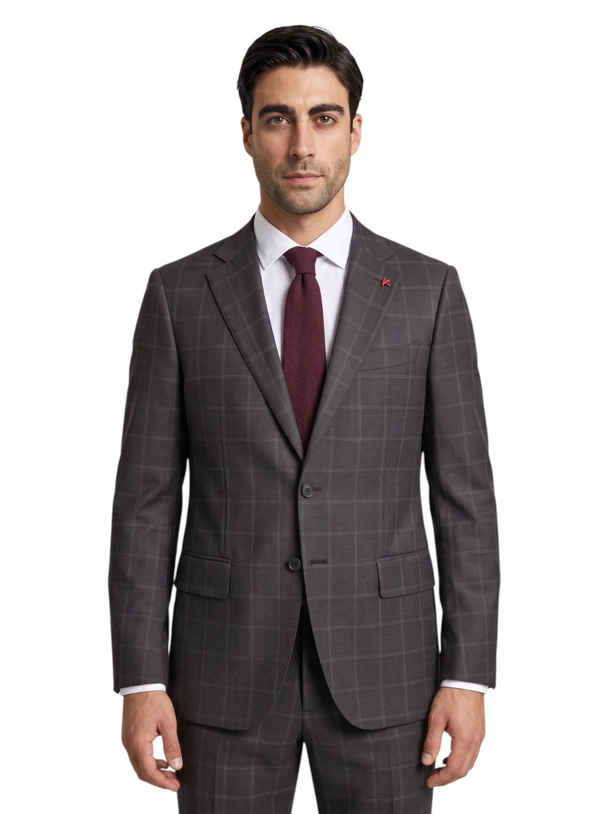 $6850 ISAIA NAPOLI "Gregorio" Dark Gray Suit Hand-Sewn Fine Wool Checks
