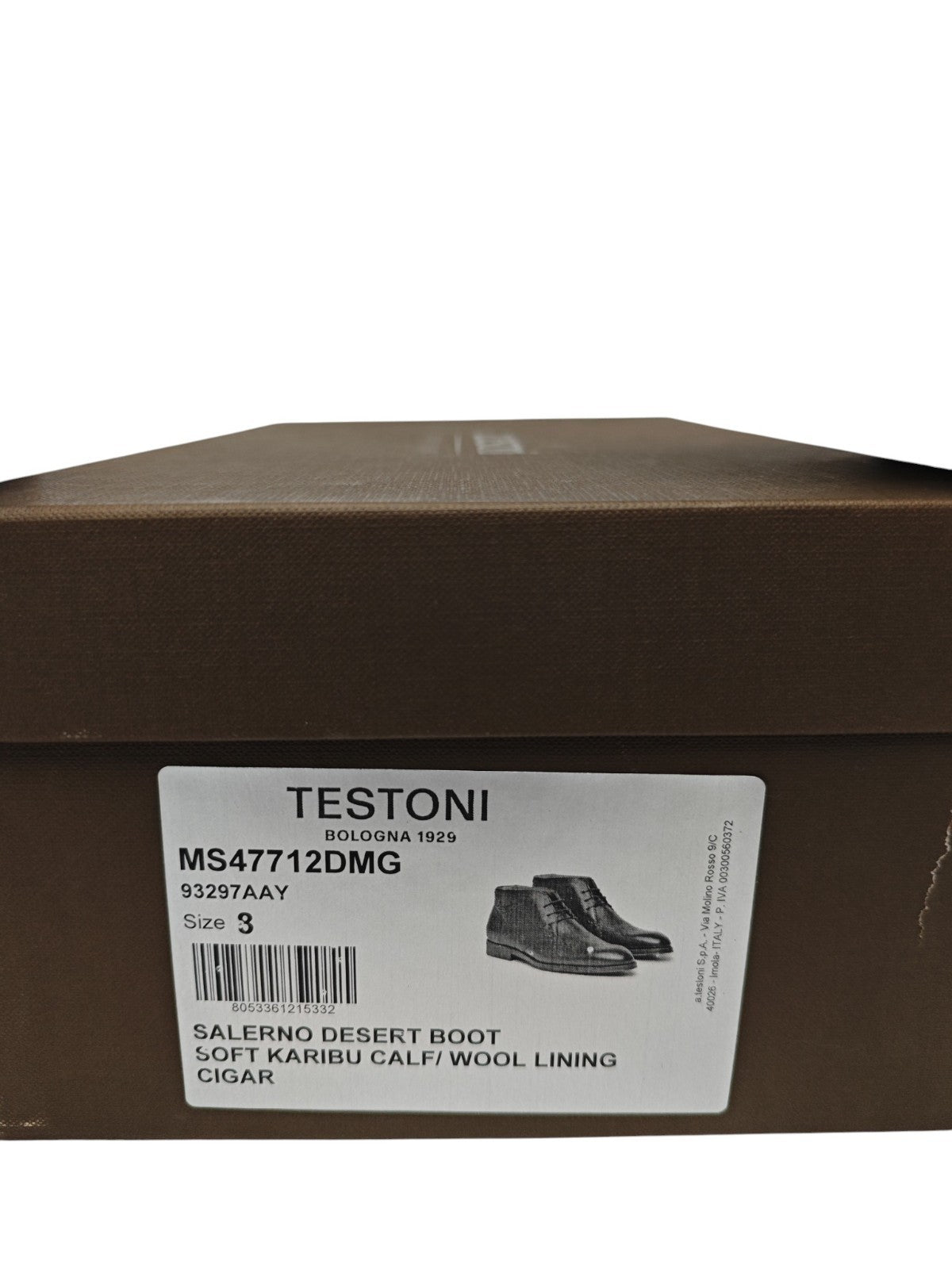 1350$ TESTONI "Salerno" Desert Boot Karibu Calf / Wool Brown 8 UK / 9 US / 42 IT