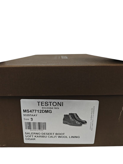 1350$ TESTONI "Salerno" Desert Boot Karibu Calf / Wool Brown 8 UK / 9 US / 42 IT