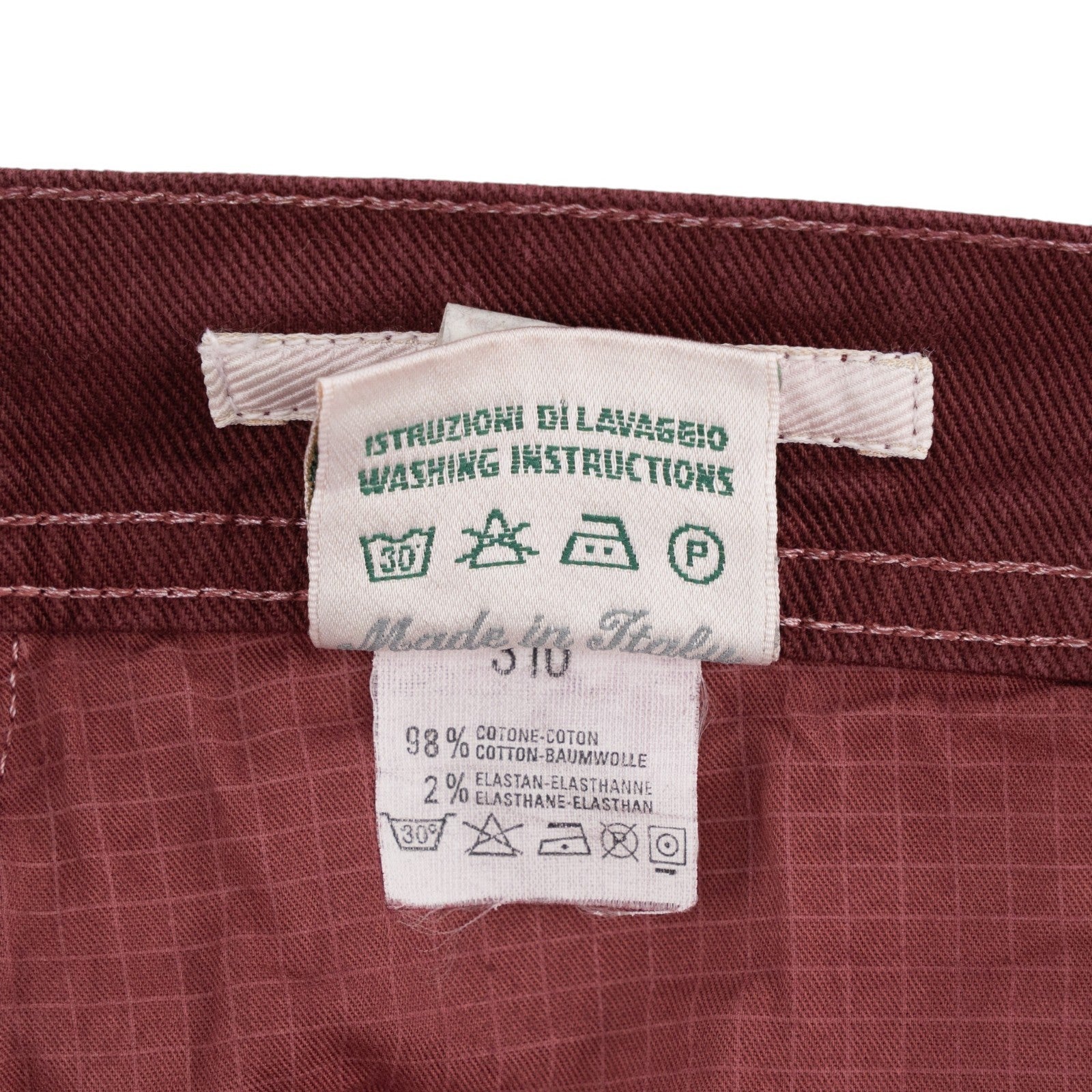 415$ LUIGI BORRELLI NAPOLI Burgundy Denim Jeans Pant Cotton 34 US / 50 EU