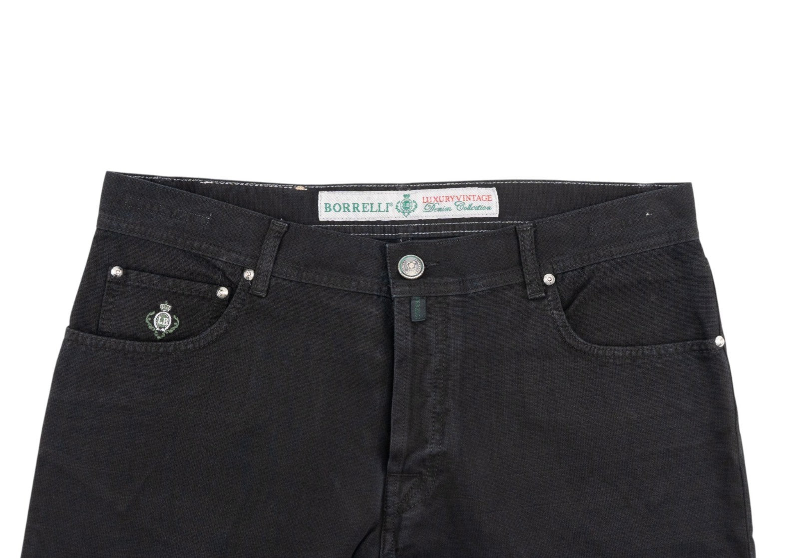 415$ LUIGI BORRELLI NAPOLI Black Denim Jeans Pant Cotton 36 US / 52 EU
