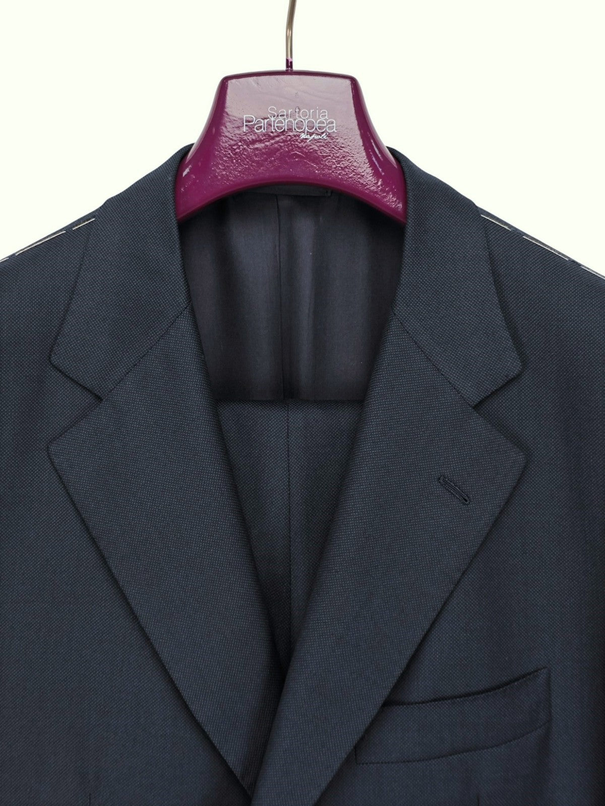 $2500 SARTORIA PARTENOPEA NAPOLI Textured Blue Suit Wool 110's 44 US / 54 EU