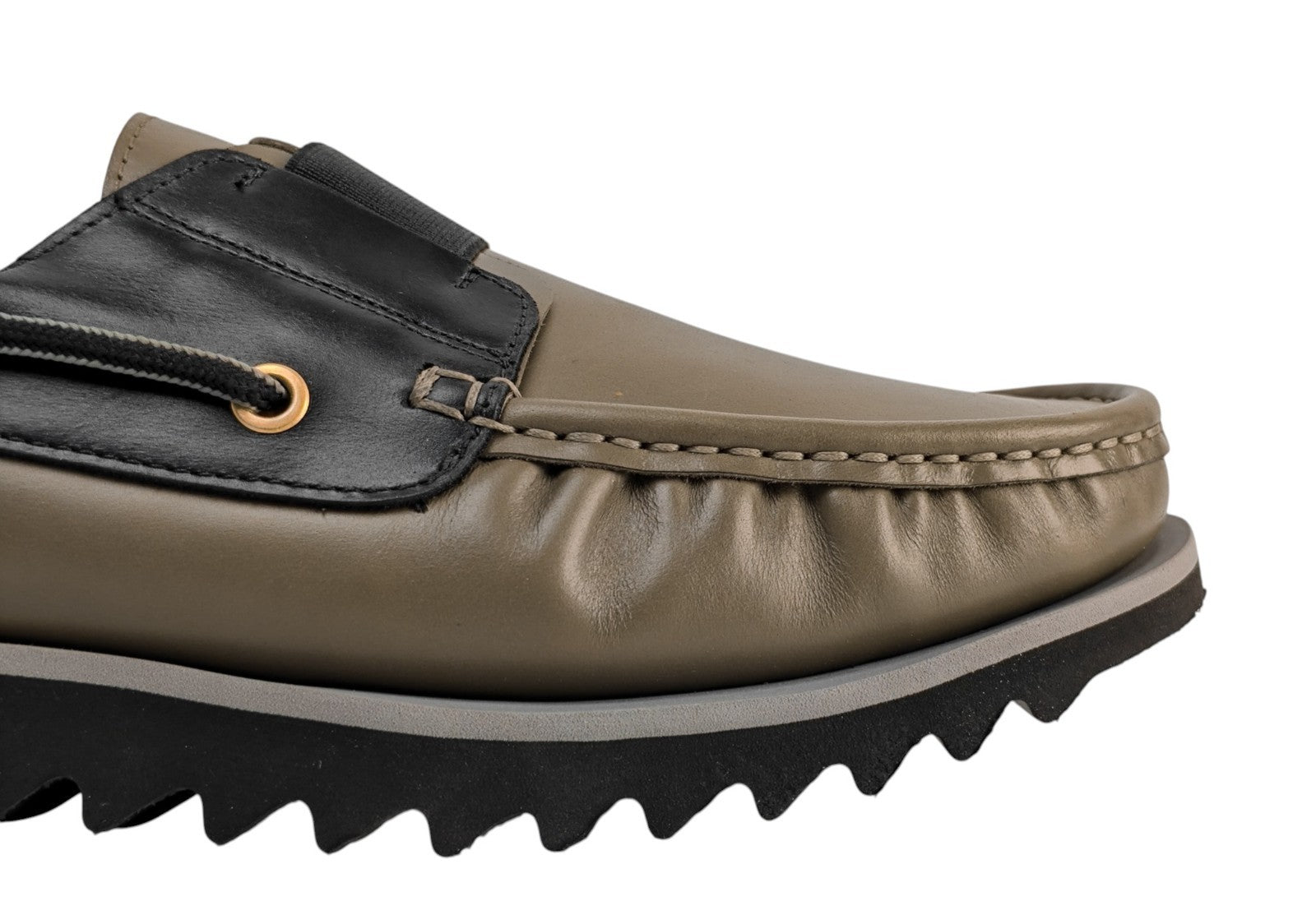 900$ TESTONI Boat Loafer Shoes Calf Mud / Black 8 UK / 9 US / 42 IT