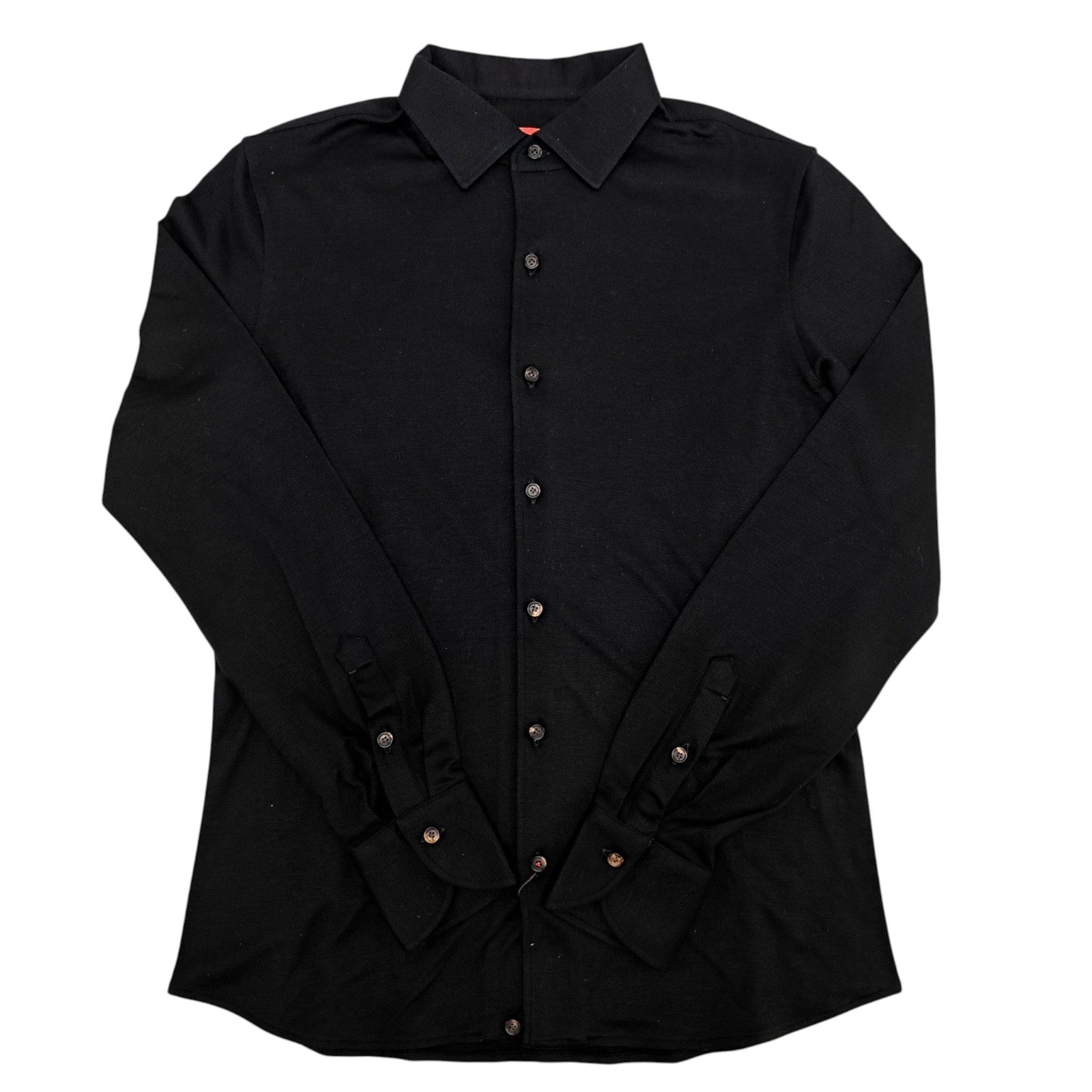 1450$ ISAIA NAPOLI Black Hand-Sewn Shirt Soft Wool  15.5 - 39