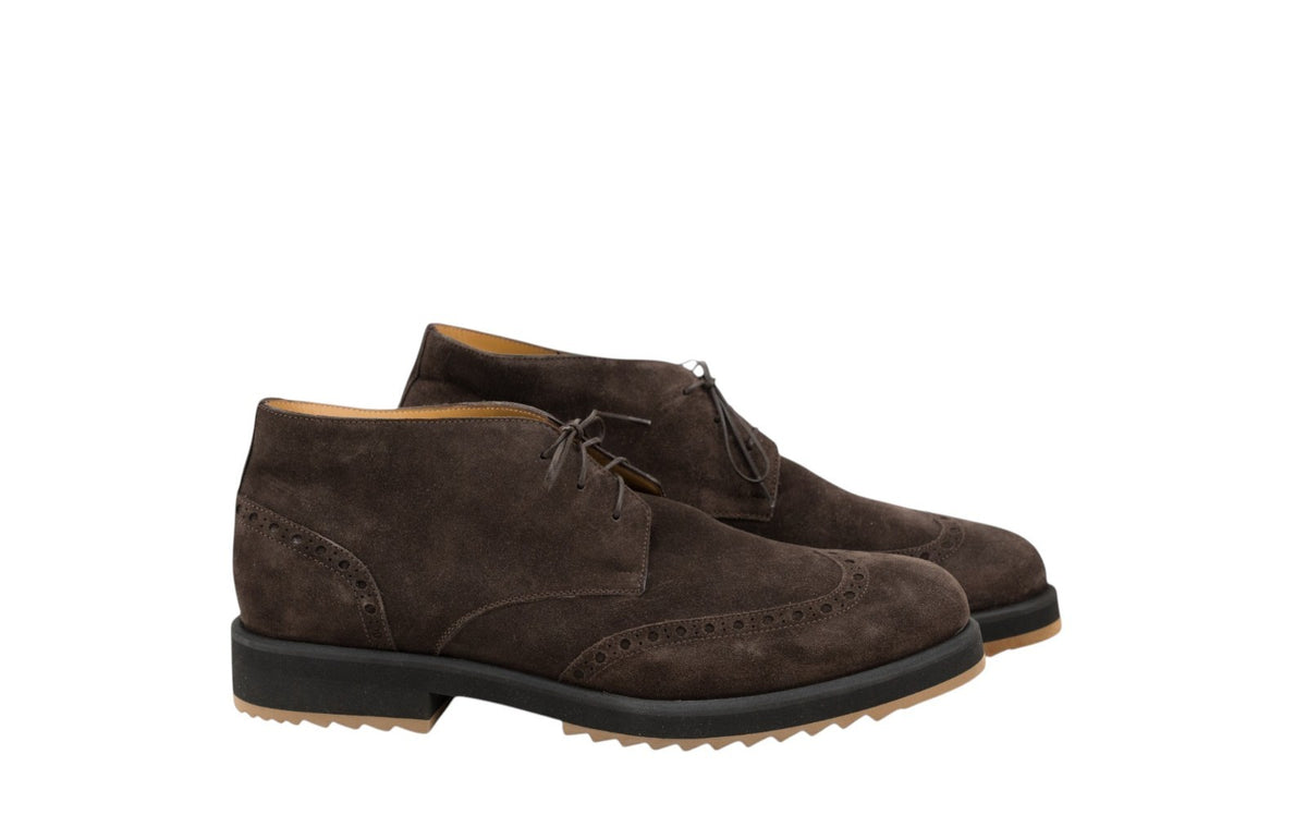 1350$ TESTONI "Pisa" Desert Derby Boot Shoes Suede Brown 8 UK / 9 US / 42 IT