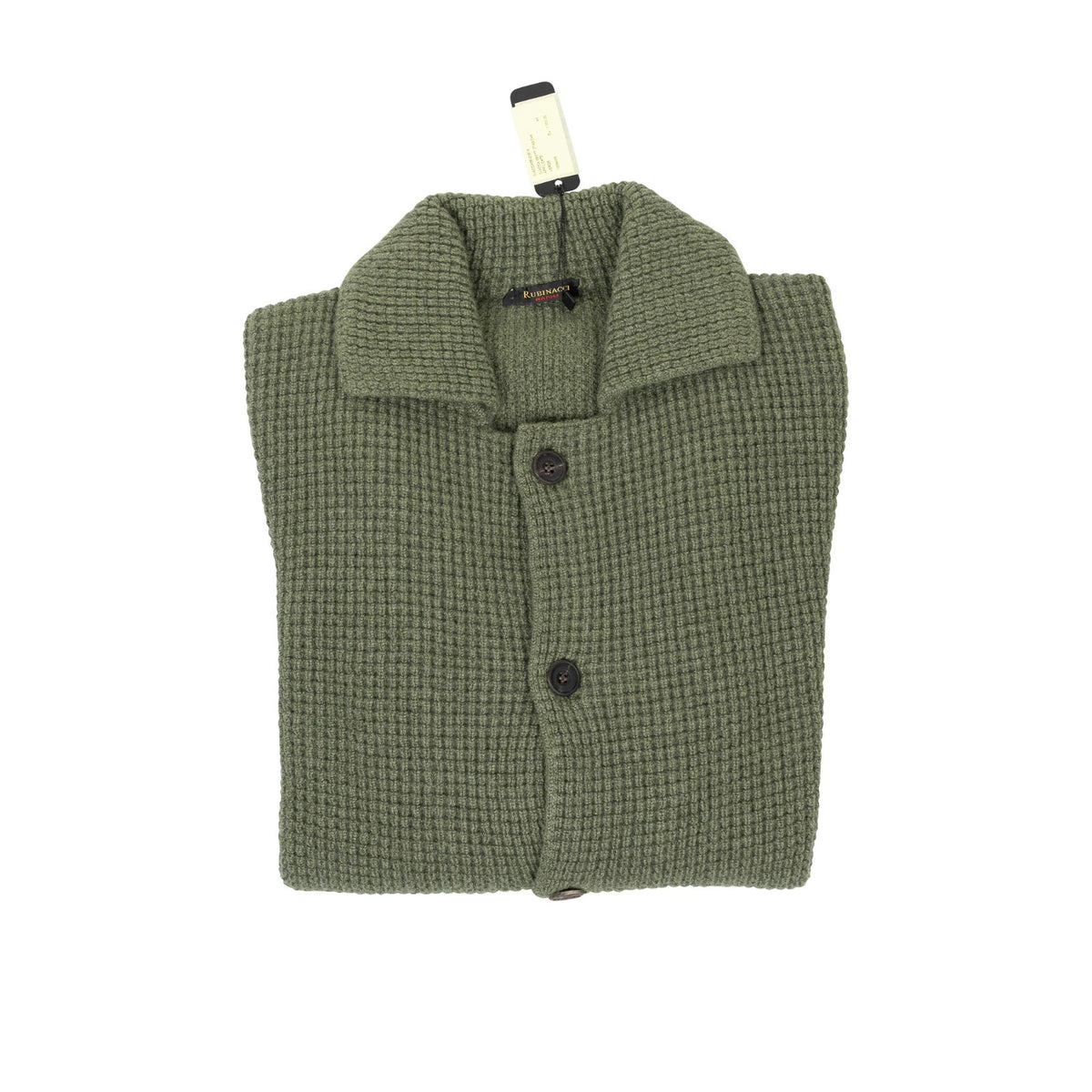 $1750 RUBINACCI NAPOLI Cardigan Jacket 100% Ribbed Cashmere Green