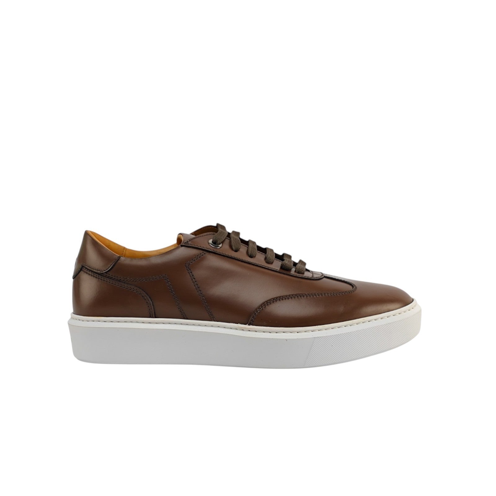 950$ TESTONI "Paestum" Brown Sneaker Burnishe Calf + Suede  8 UK  10 US  42 IT