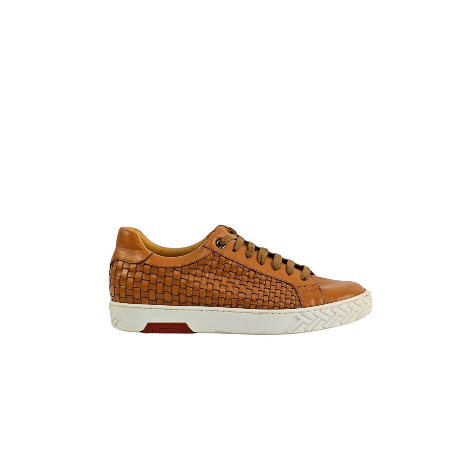 950$ TESTONI "Ravenna" Brown Sneaker Woven Antique Calf  8 UK / 9 US / 42 IT