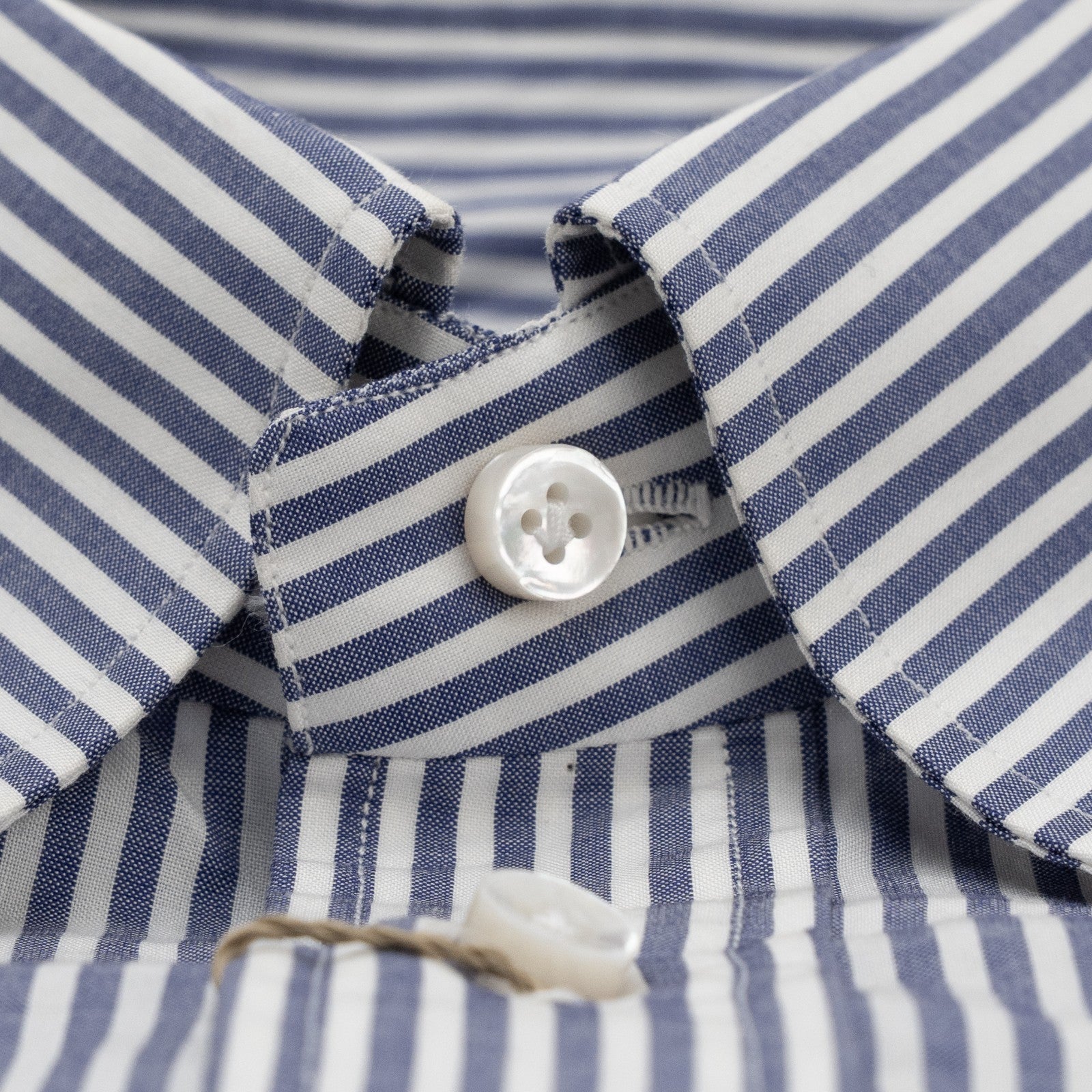 450$ LUIGI BORRELLI Dress Shirt Striped Blue 8 Hand Steps 100% Cotton 15.5-39