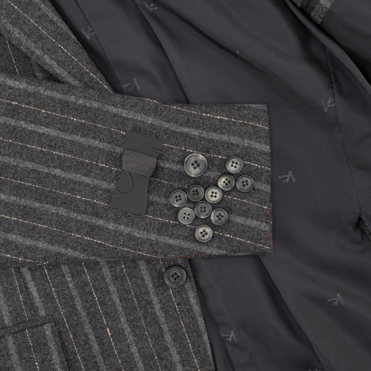 $6600 ISAIA NAPOLI "Marechiaro" Gray Suit Flannel Wool Striped 38 US / 48 EU 8R