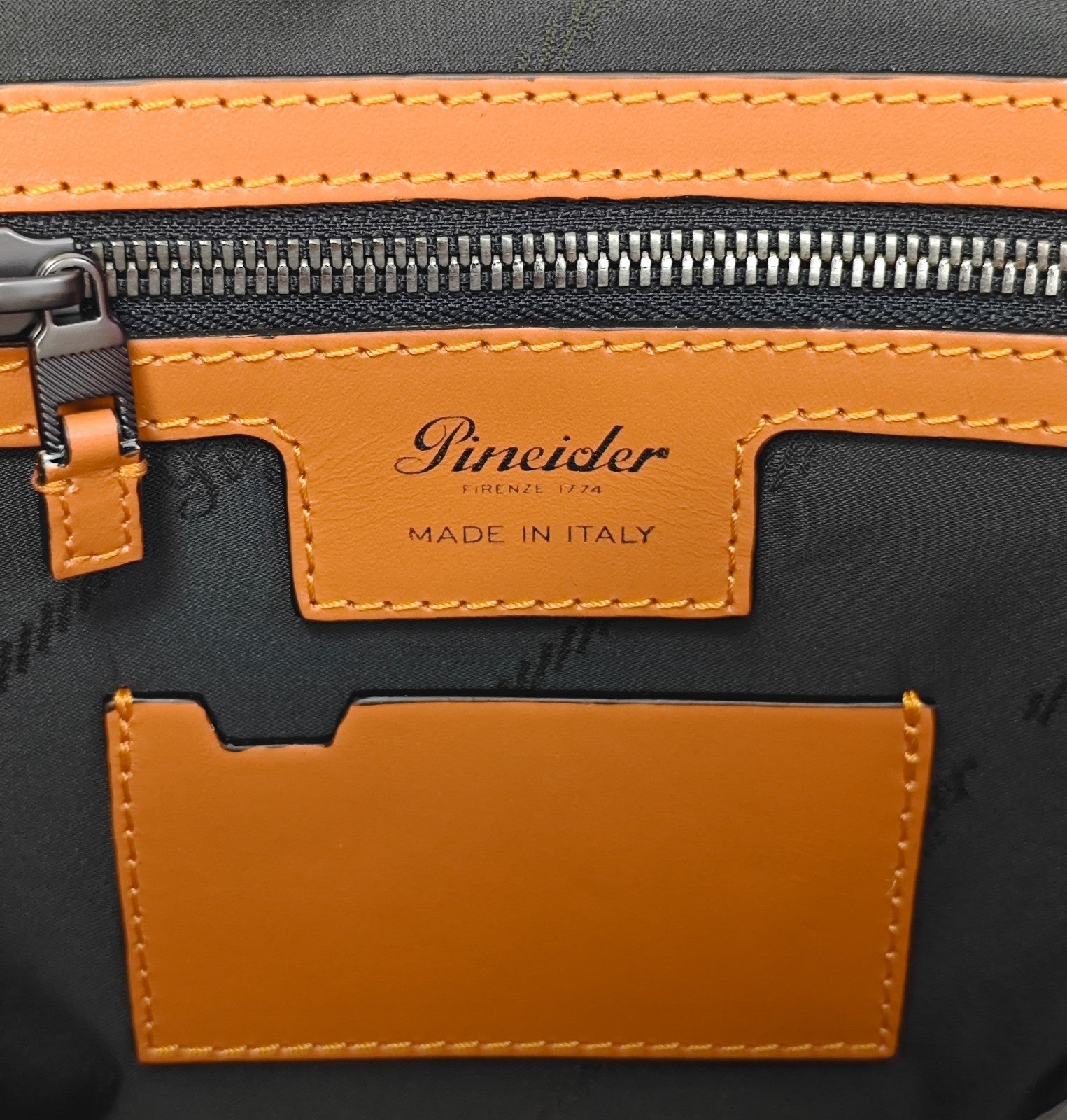 1640$ PINEIDER FIRENZE Doctor Briefcase Orange Bottolato Grain Calf Leather