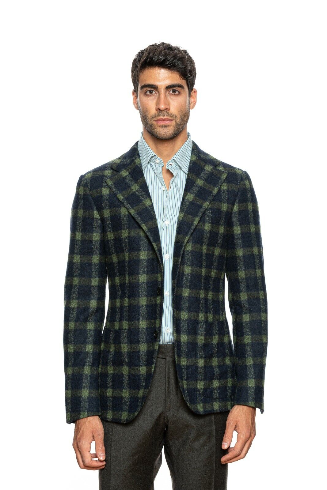 $2295 BELVEST Blue Green Baby Alpaca Jacket 42 US / 52 EU Drop 8R Slim  
