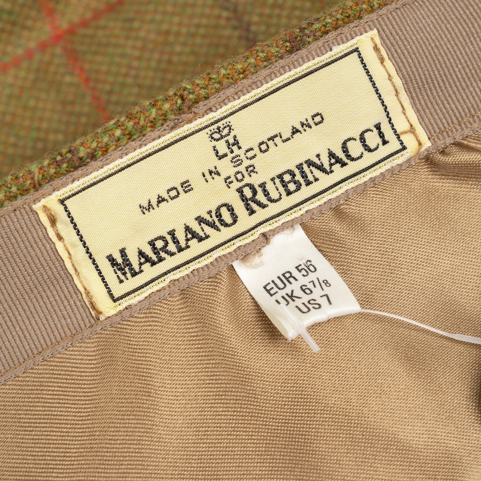 220$ RUBINACCI Flat Cap Hat Green Harrisons of Edinburgh Scotland Wool