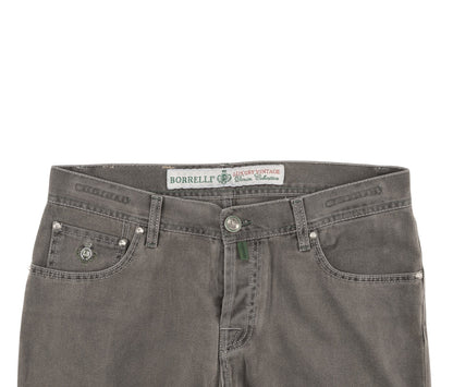 415$ LUIGI BORRELLI NAPOLI Solid Gray Denim Jeans Pant Cotton 34 US / 50 EU
