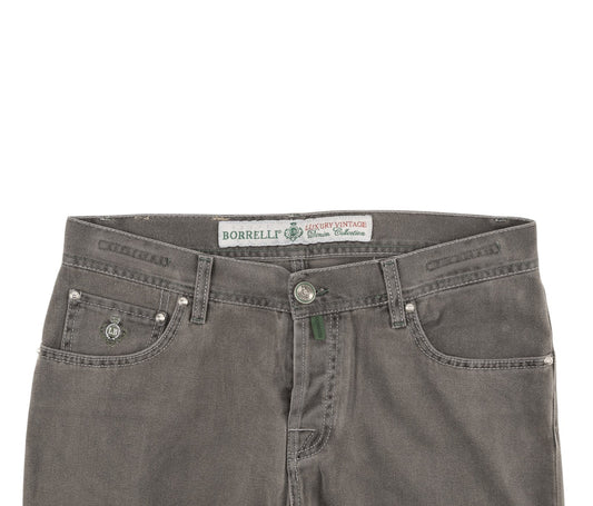 415$ LUIGI BORRELLI NAPOLI Solid Gray Denim Jeans Pant Cotton 34 US / 50 EU
