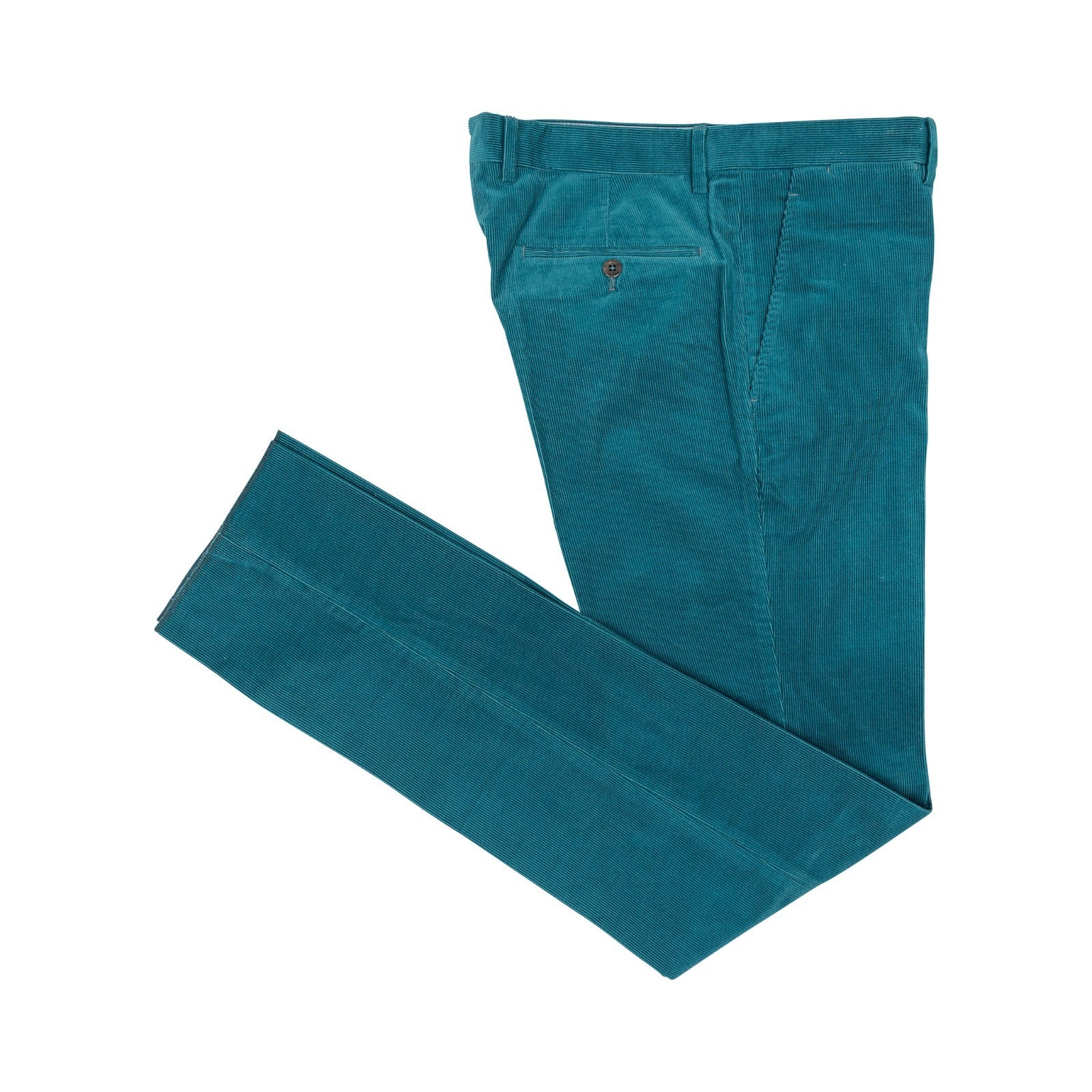 625$ RUBINACCI NAPOLI "Luca" Petroleum Green Cotton Corduroy Pant Made in Napoli