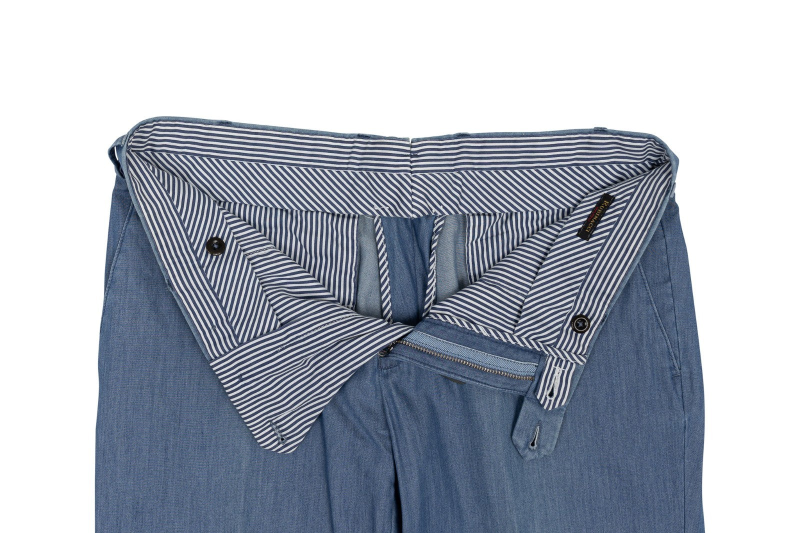 550$ RUBINACCI NAPOLI  Light Blue Denim Cotton Trouser Pant Made in Napoli