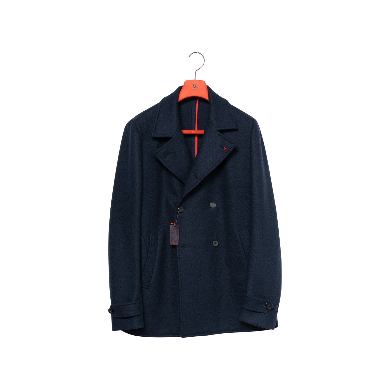 4600$ ISAIA "Made to Measure" Blue Navy Coat Peacoat Wool 50 US / 60 EU