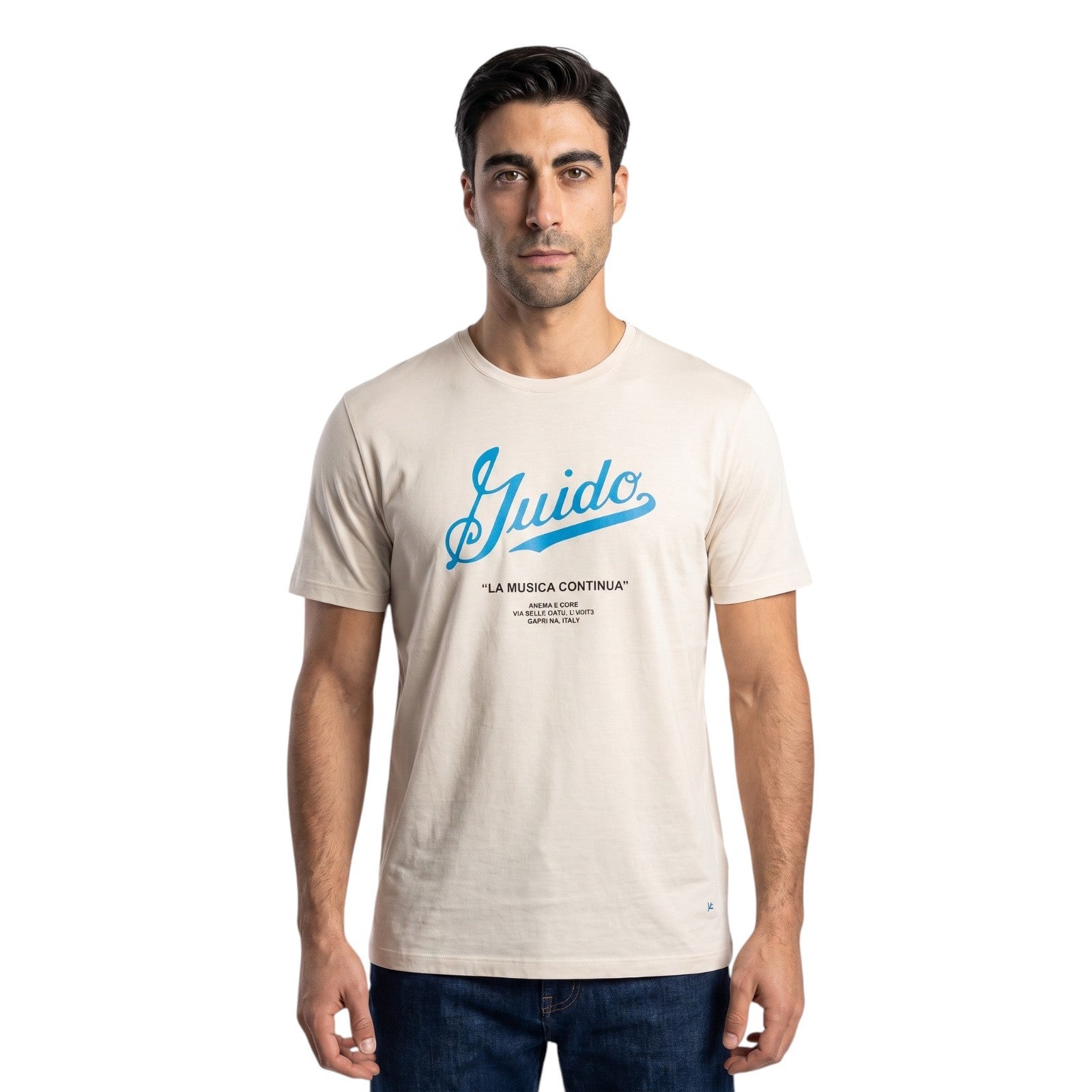 550$ ISAIA NAPOLI "Capri" Cotton Jersey Short Sleeve Handmade T-Shirt Ivory
