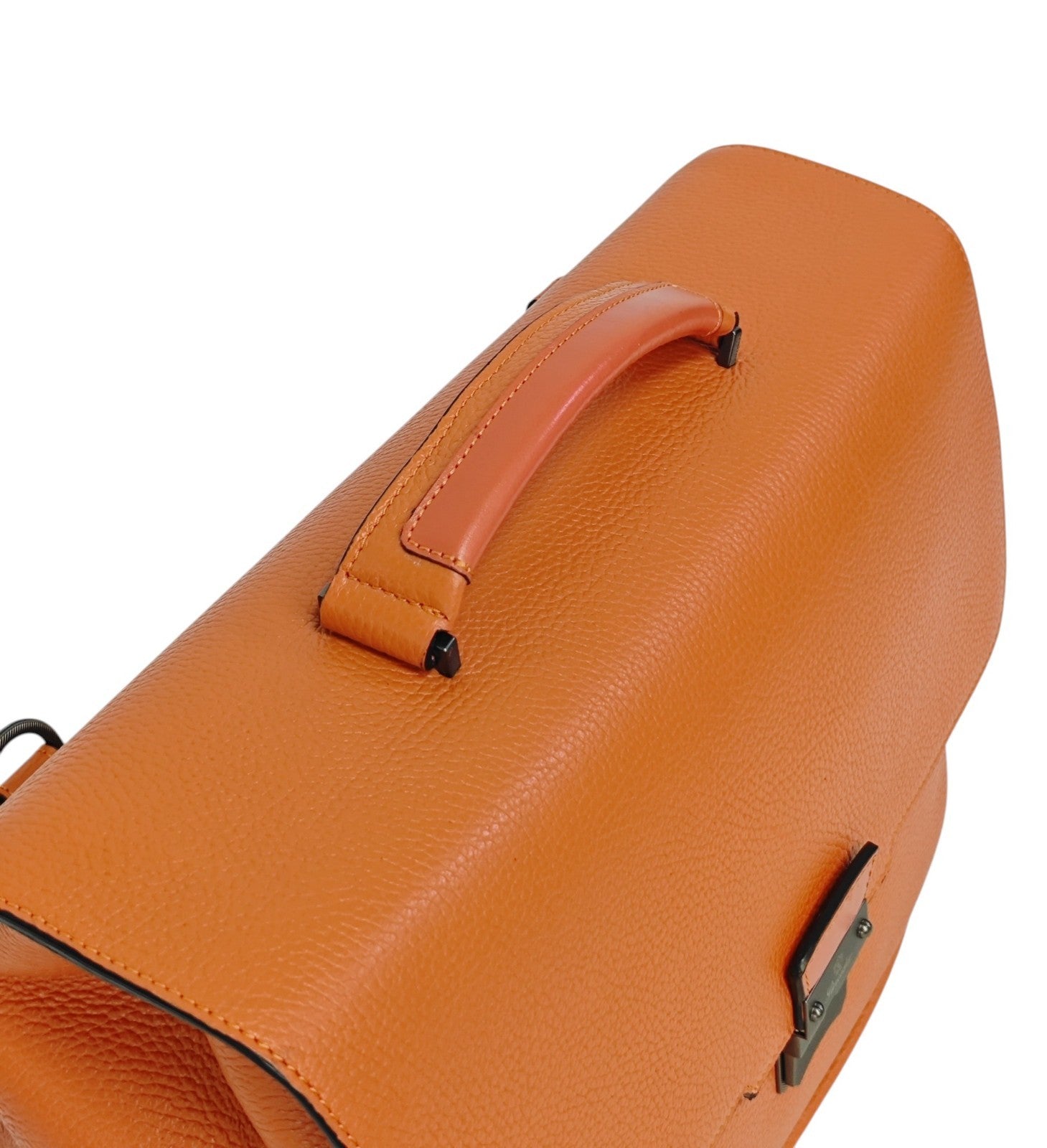 1640$ PINEIDER FIRENZE Doctor Briefcase Orange Bottolato Grain Calf Leather