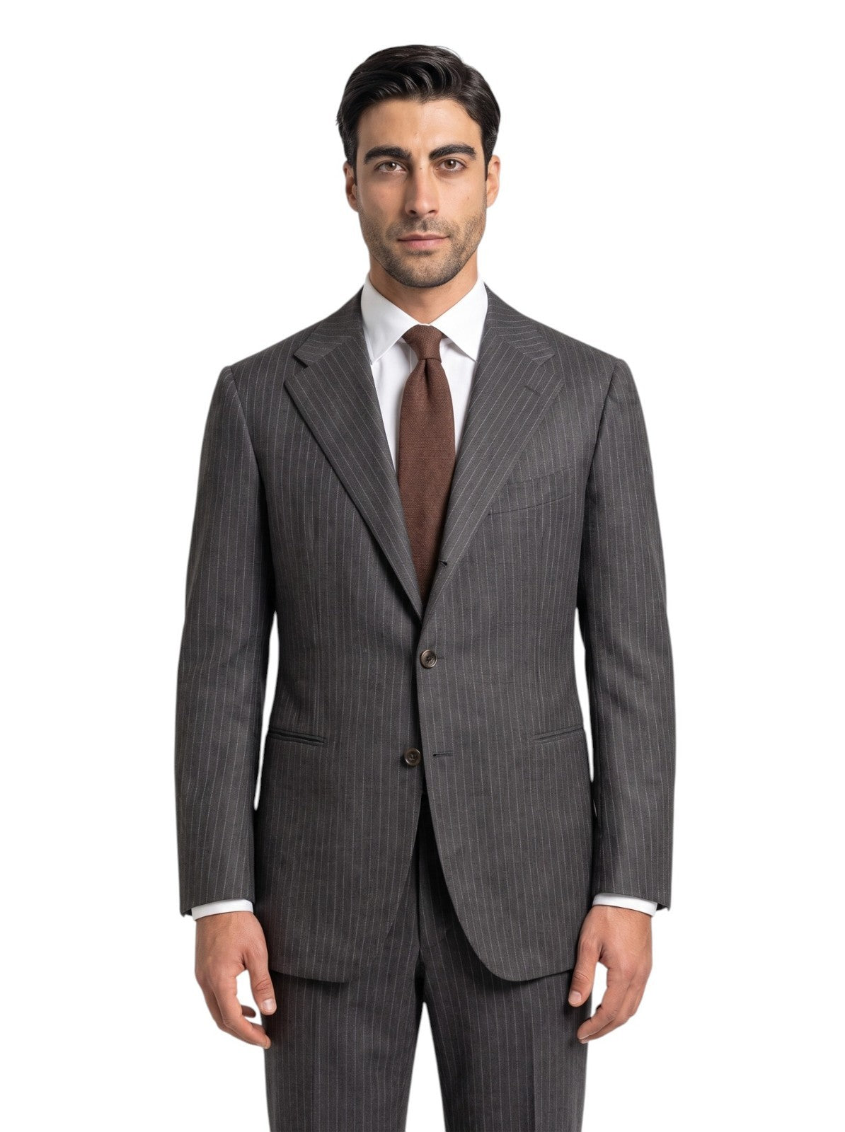 2900$ SARTORIO NAPOLI by KITON Gray Suit Wool 120's Pinstripe 46 US / 56 IT