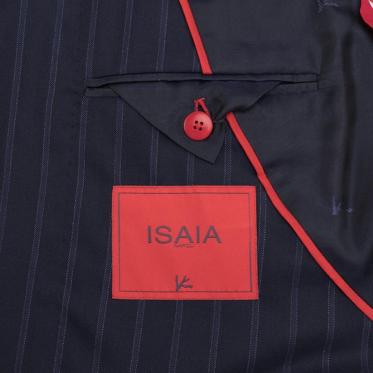 $6850 ISAIA NAPOLI "Capri" Dark Blue Suit Hand-Sewn Fine Wool Striped