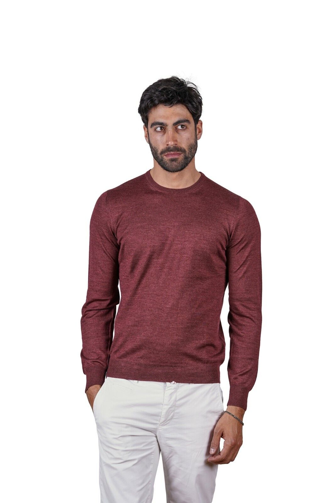 280$ Italian Luxury Knitwear GRAN SASSO Sweater Fine Wool / Silk Wine