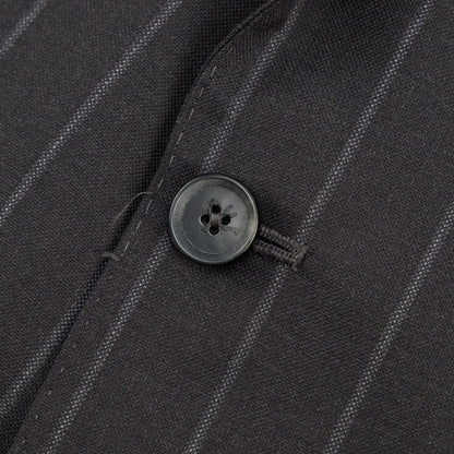 $6850 ISAIA NAPOLI "Gregorio" Dark Gray Suit Hand-Sewn Fine Wool Striped