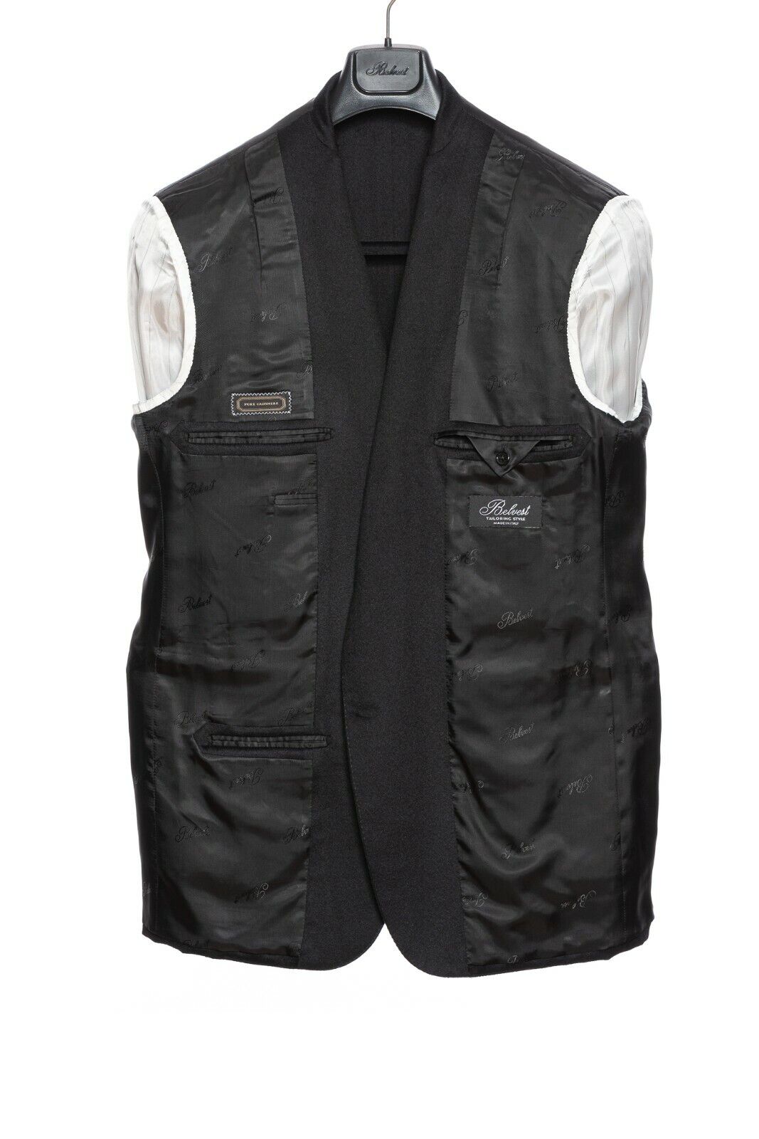 $3050 BELVEST Black Pure Cashmere Jacket + Vest Double Breasted 50 US / 60 EU 6R