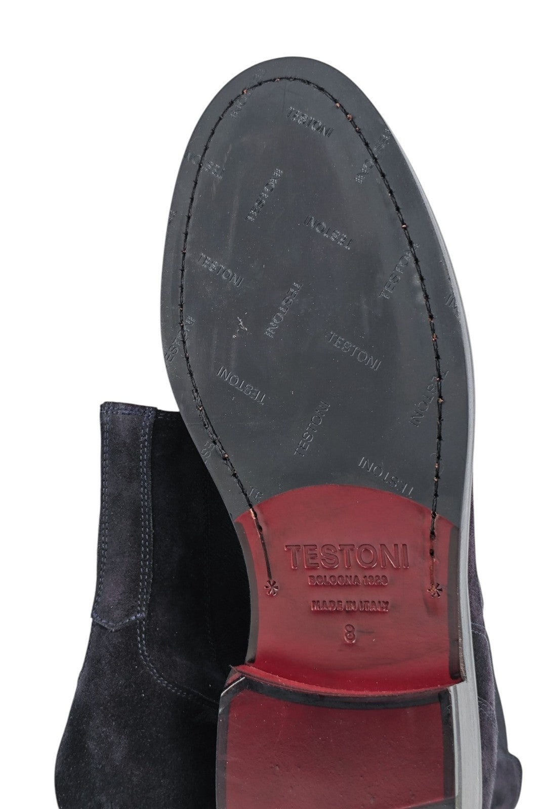 1350$ TESTONI "Vietri" Blue Chelsea Boot Shoes Eco Suede 8 UK / 9 US / 42 IT