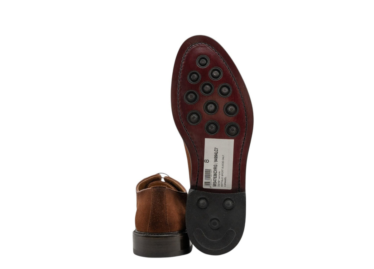 1300$ TESTONI Derby Shoes Antique Sport Suede Calf Caramel 8 UK / 9 US / 42 IT
