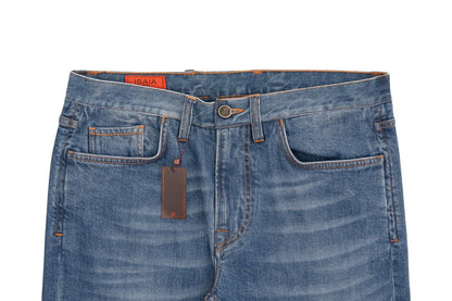 690$ ISAIA NAPOLI Blue Denim Slim Straight Jeans Trousers Pant Stretch Cotton