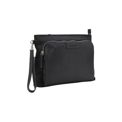 $480 Testoni Bologna Black Karibu Calf + Fabric Hand Clutch Bag + Handle