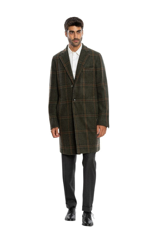 $1850 BOGLIOLI MILANO Checks Dark Green Coat Flannel Wool 38 US / 48 EU