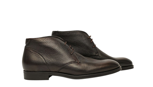 1350$ TESTONI "Salerno" Desert Boot Karibu Calf / Wool Brown 8 UK / 9 US / 42 IT