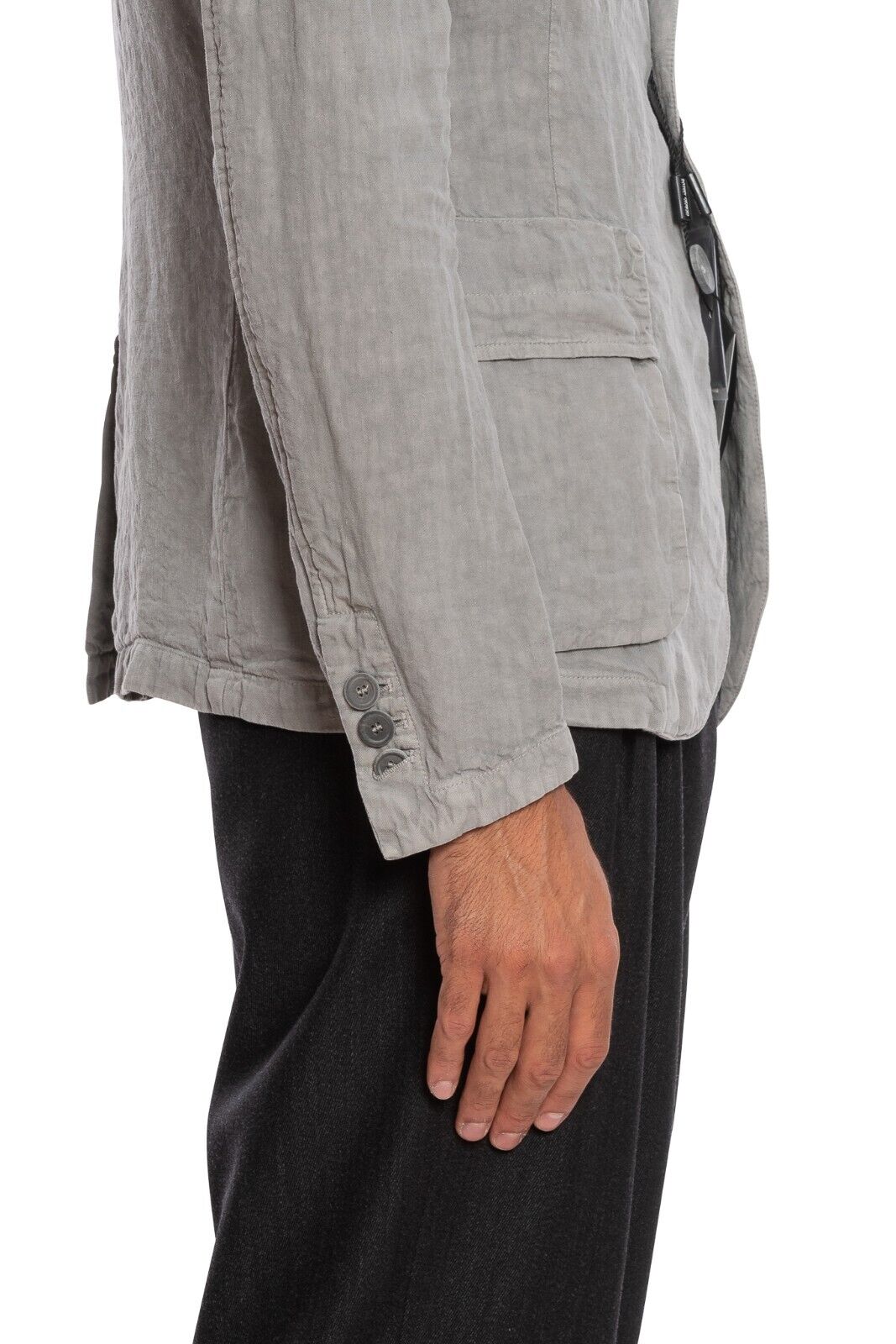1600$ GIORGIO ARMANI Black Label Field Jacket Blouson Grey 100% Linen Slim Fit