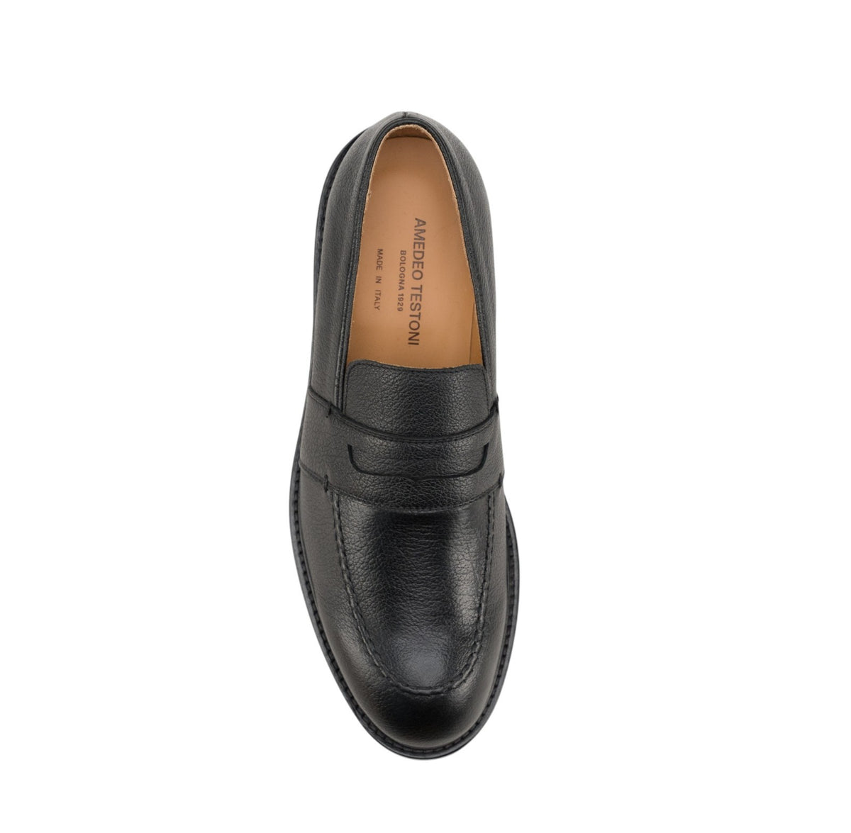 1050$ TESTONI Penny Loafer Slip-On Shoes Calf Buffalo Black 8 UK / 9 US / 42 IT