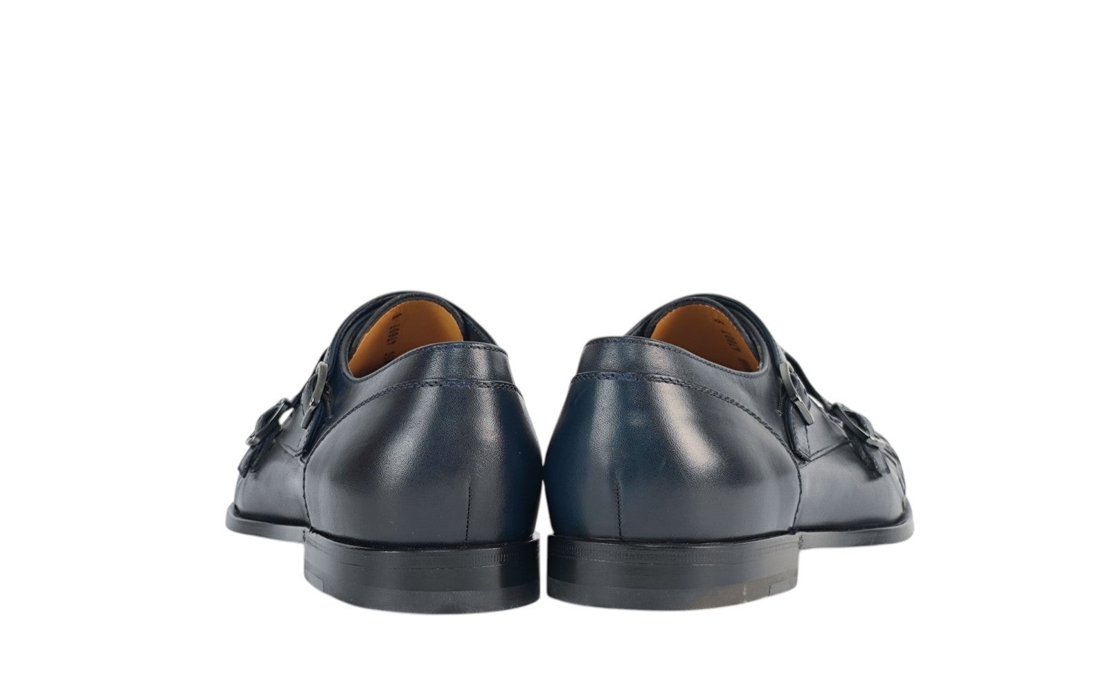 1250$ TESTONI Camogli Double Monk Shoes Woven Antique Calf Navy 8 UK 9 US 42 IT